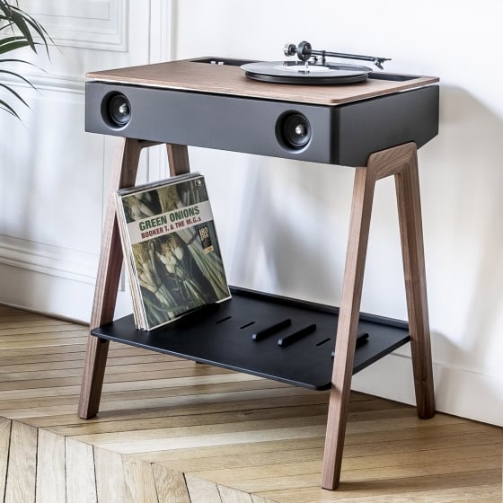 Meuble platine vinyle 3 en 1 – Enceinte Bluetooth haute puissance, platine audiophile, meuble bois design - Bois - Fête des Mères 2026