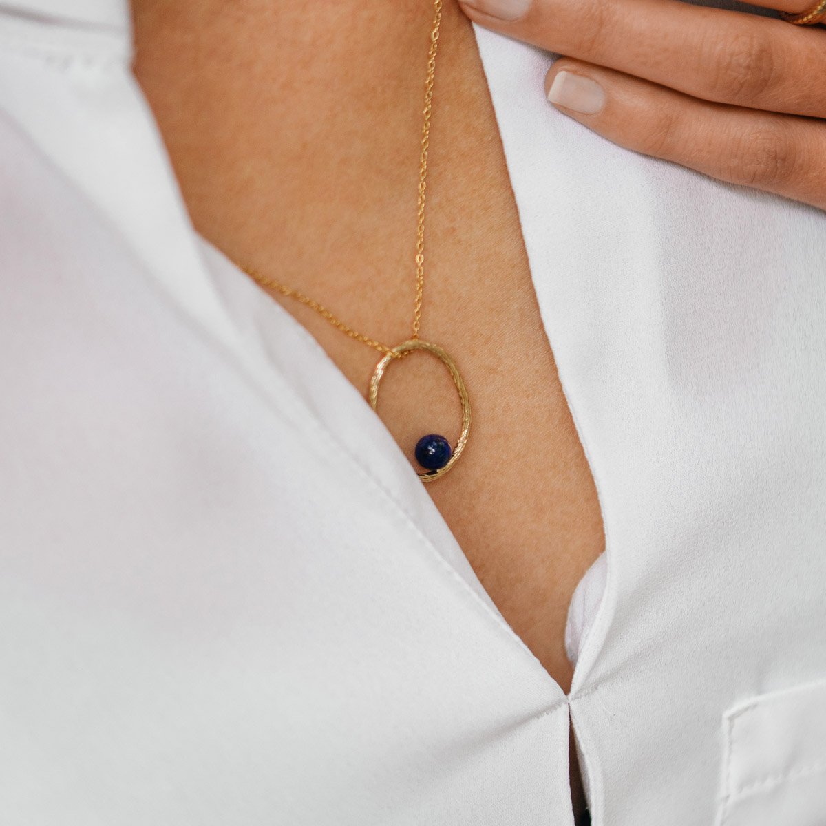 Collier anneau et perle de culture 2 en 1