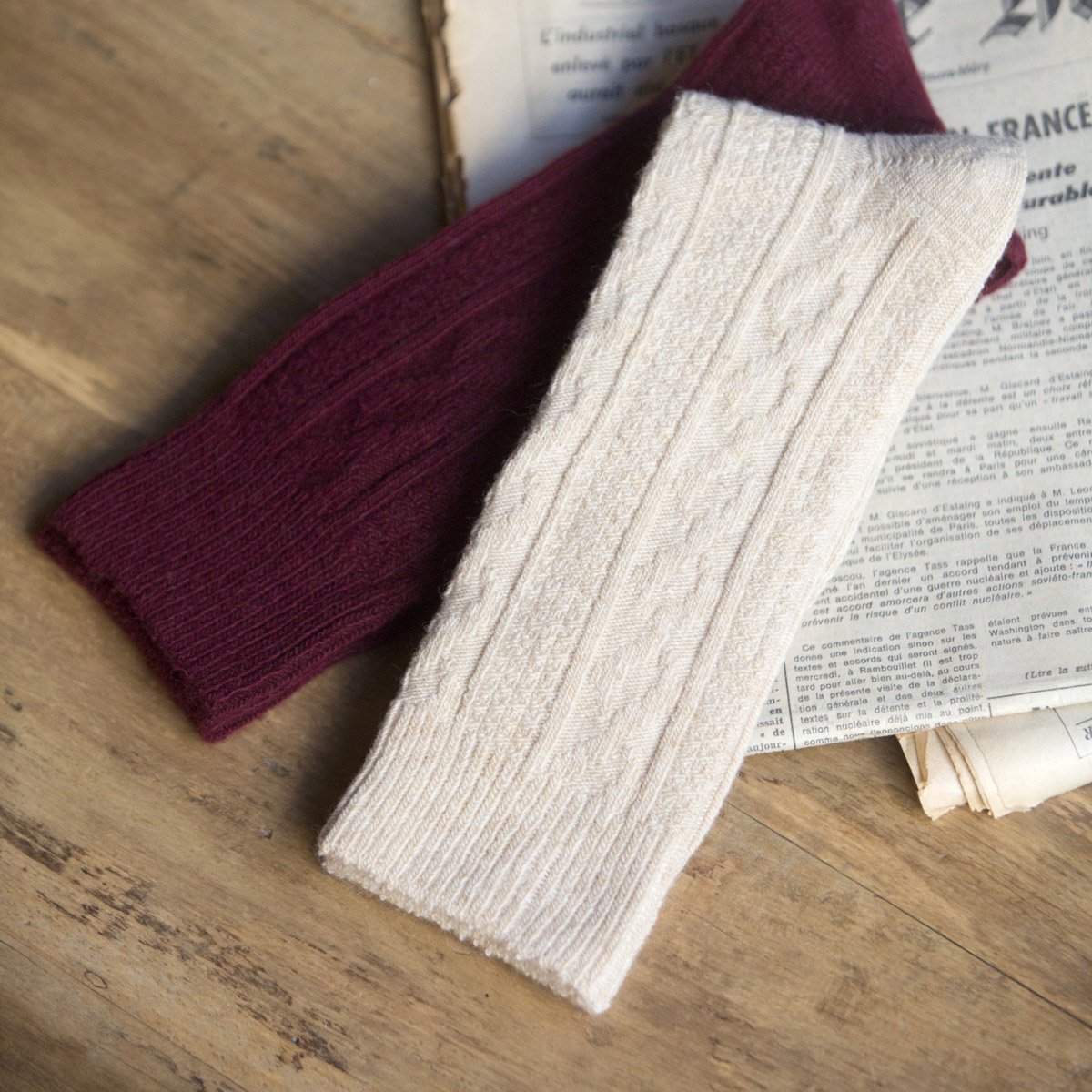 Duo de chaussettes pour femme en laine et cachemire
