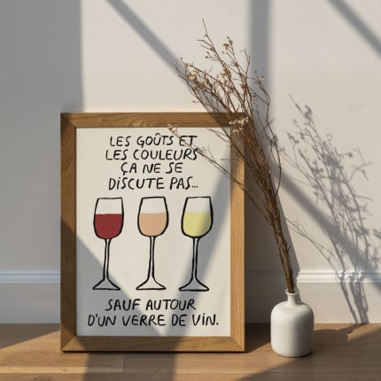Affiche llustrée vin copain - Les goûts et les couleurs