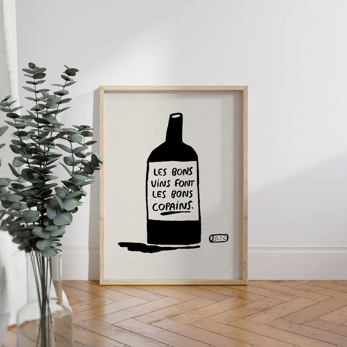 Affiche illustrée vin copain - Les bons copains
