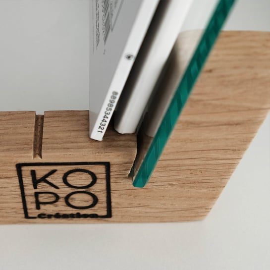 Support à Vinyles en Bois et Verre Kopo Creation – Rangement artisanal éco-responsable pour 60 vinyles
