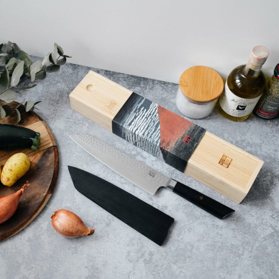 Couteaux japonais Kotai – Santoku, Kiritsuke, office – Lames en acier inox ultra-tranchantes, manche bois