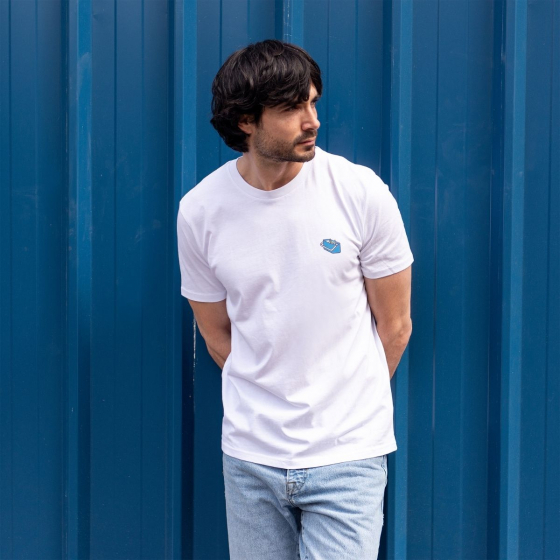 T-shirt imprimé Le Départ FE RE – T-shirt coton bio imprimé en France, design estival voyageurs et aventuriers