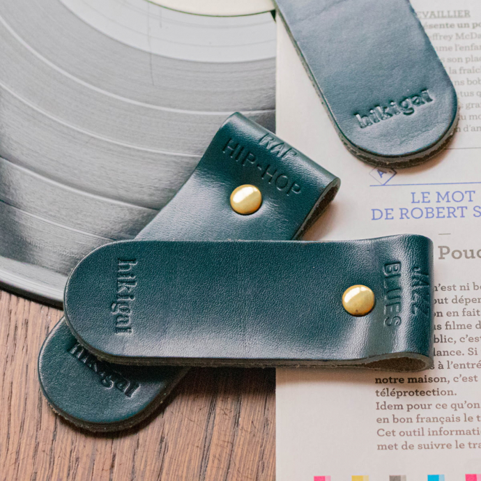 Séparateurs de vinyles en cuir – Hikigaï, set de 5 séparateurs en cuir tanné végétal, design artisanal made in France pour vinyl