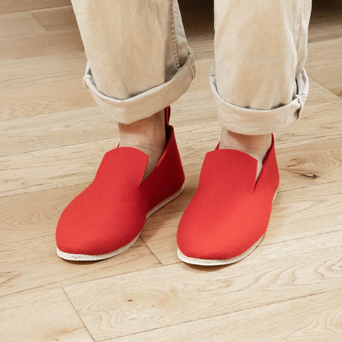 Charentaises en feutre La Charentaise Tcha – Chaussons artisanaux en laine et cuir, confort absolu fabriqués en France