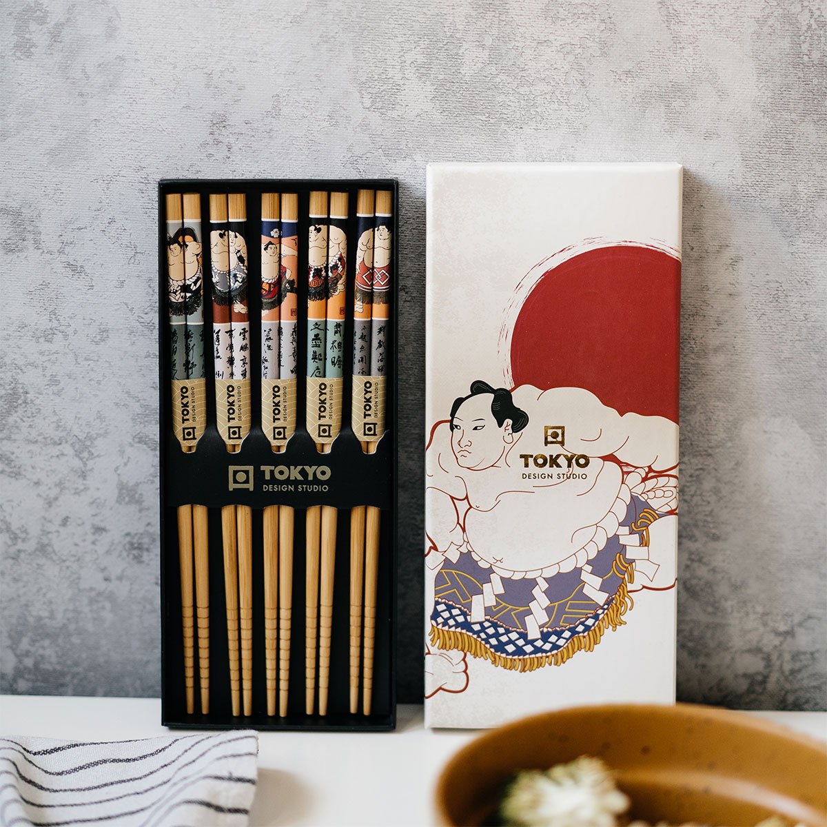 Baguettes en Bambou Tokyo Design Studio – Set de 5 Paires, Élégance Naturelle, Idéal Pour Soirées Sushi et Table d’Exception