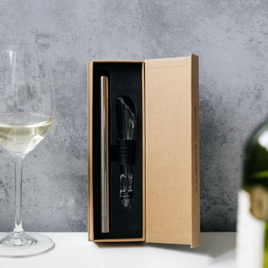 Coffret rafraîchisseur de vin – Bartelli, tige inox à congeler avec bec verseur pour servir votre vin toujours à la bonne tempér