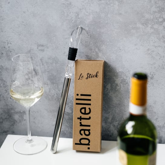 Coffret rafraîchisseur de vin – Bartelli, tige inox à congeler avec bec verseur pour servir votre vin toujours à la bonne tempér