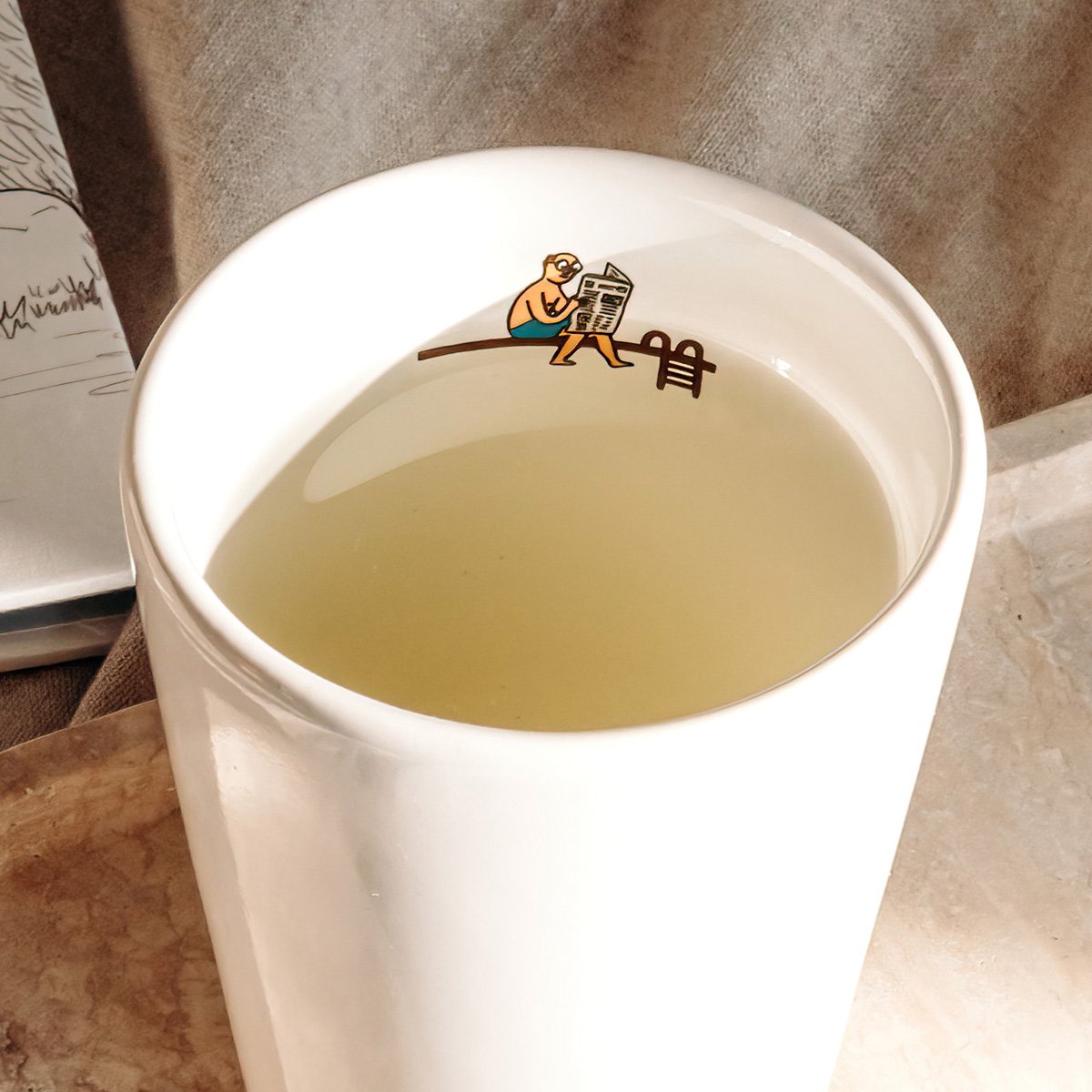 Mugs animés Okuri – Tasse sans anse en faïence, design espiègle avec illustrations vivantes, micro-ondes et lave-vaisselle