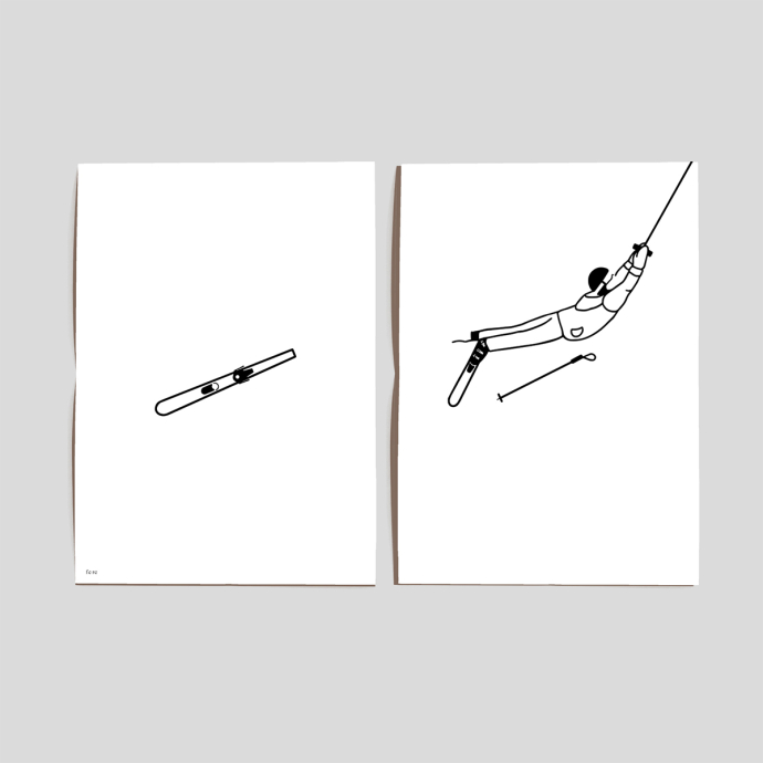 Affiches diptyques Les Sportifs FE RE – Diptyque minimaliste illustré pour passionnés de sport, design poétique, made in France