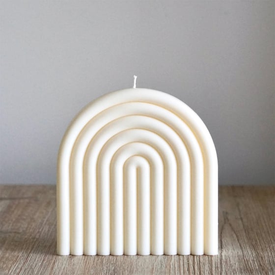 Bougie Géométrique Ekru – Cire végétale artisanale, design original, coulée à la main à Bordeaux, décorative