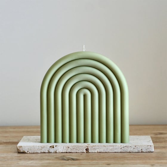 Bougie Géométrique Ekru – Cire végétale artisanale, design original, coulée à la main à Bordeaux, décorative