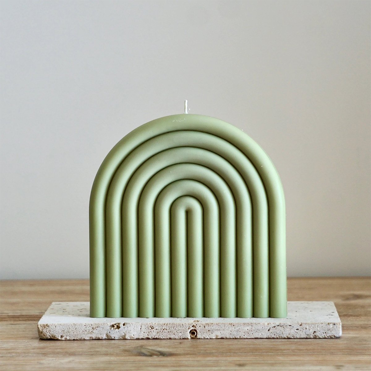 Bougie Géométrique Ekru – Cire végétale artisanale, design original, coulée à la main à Bordeaux, décorative