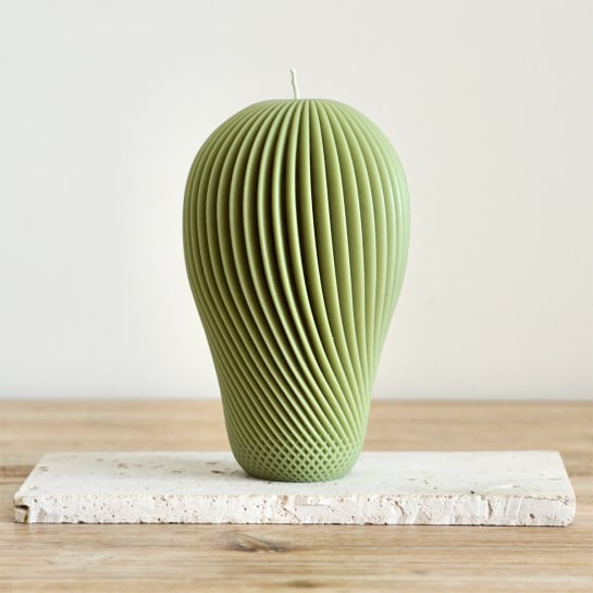 Bougie Géométrique Ekru – Cire végétale artisanale, design original, coulée à la main à Bordeaux, décorative