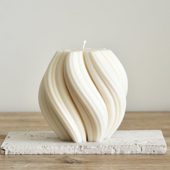 Bougie Géométrique Ekru – Cire végétale artisanale, design original, coulée à la main à Bordeaux, décorative