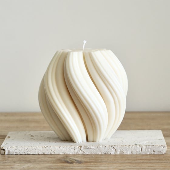 Bougie Géométrique Ekru – Cire végétale artisanale, design original, coulée à la main à Bordeaux, décorative