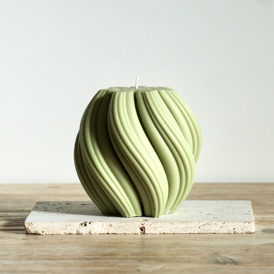 Bougie Géométrique Ekru – Cire végétale artisanale, design original, coulée à la main à Bordeaux, décorative