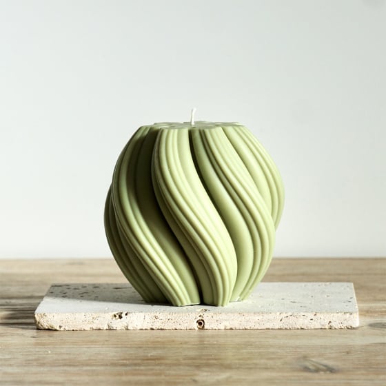 Bougie Géométrique Ekru – Cire végétale artisanale, design original, coulée à la main à Bordeaux, décorative