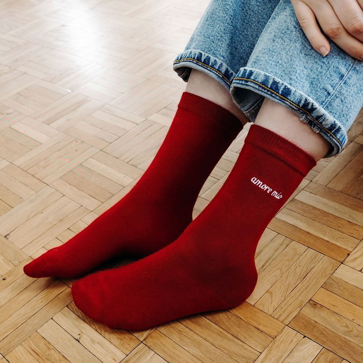 Chaussettes femme Love Socks Okuri – Messages brodés, Oeko-Tex, fabriquées au Portugal – Amour & humour