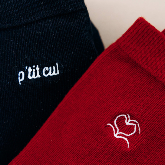 Chaussettes femme Love Socks Okuri – Messages brodés, Oeko-Tex, fabriquées au Portugal – Amour & humour