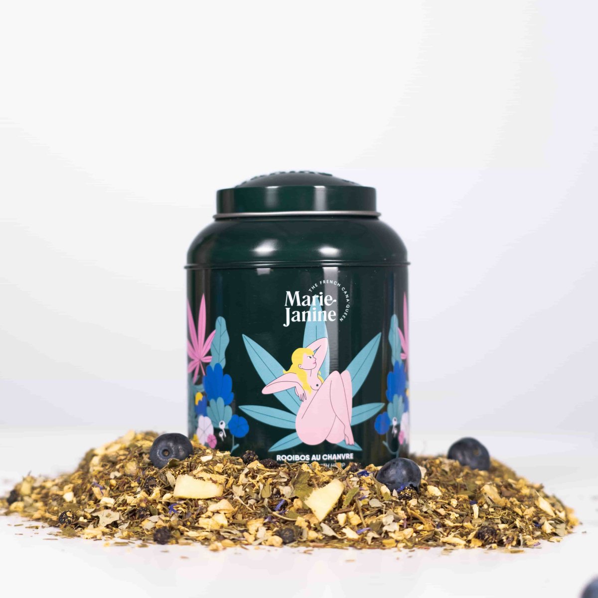 Infusion au C.B.D. – Marie Janine, infusion bio aux fleurs de CBD pour thé vert/noir/rooibos, détente zen et tea time relax