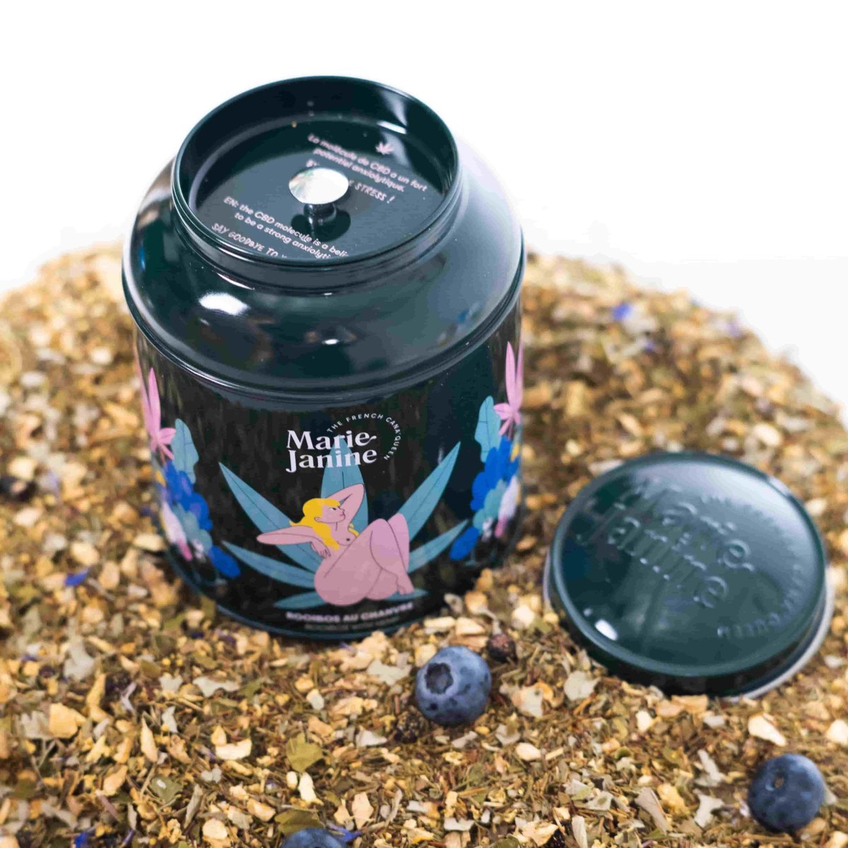 Infusion au C.B.D. – Marie Janine, infusion bio aux fleurs de CBD pour thé vert/noir/rooibos, détente zen et tea time relax