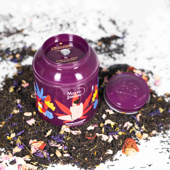 Infusion au C.B.D. – Marie Janine, infusion bio aux fleurs de CBD pour thé vert/noir/rooibos, détente zen et tea time relax