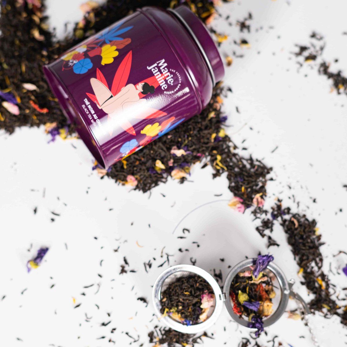 Infusion au C.B.D. – Marie Janine, infusion bio aux fleurs de CBD pour thé vert/noir/rooibos, détente zen et tea time relax