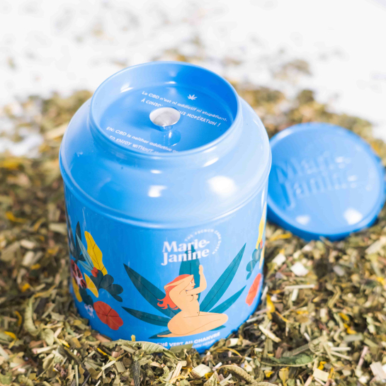 Infusion au C.B.D. – Marie Janine, infusion bio aux fleurs de CBD pour thé vert/noir/rooibos, détente zen et tea time relax