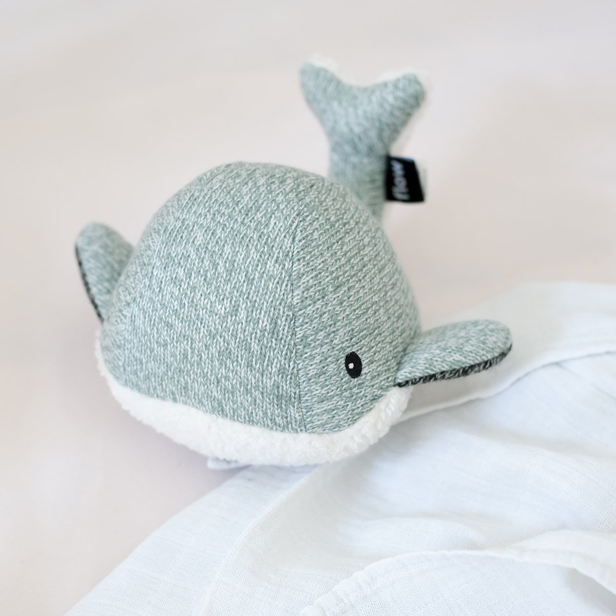 Peluche Bruit Baleine Flow - Doudou Apaisant Bébé  Sons Relaxants, Minuterie & Rechargeable - Blanc - Blanc (Flow) - Image 4