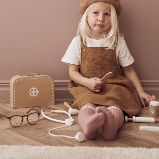 Mallette de Docteur Kids Concept - Jeu d'Imitation en Bois | 7 Accessoires Inclus - Stéthoscope, Thermomètre