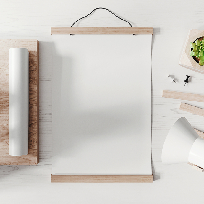 Baguettes Magnétiques en Bois personnalisée - Support Affiche 40 cm