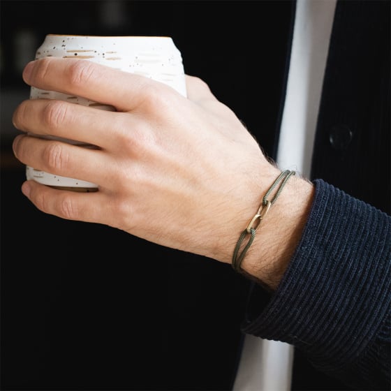 Bracelet maillon homme et femme - Double mailles martelées - Bijou homme laiton brut ou argenté