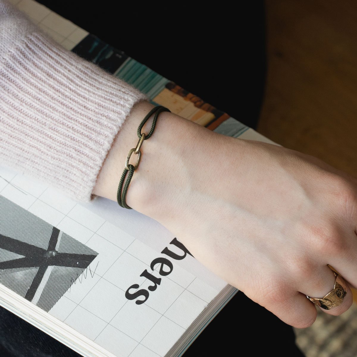 Bracelet maillon homme et femme - Double mailles martelées - Bijou homme laiton brut ou argenté