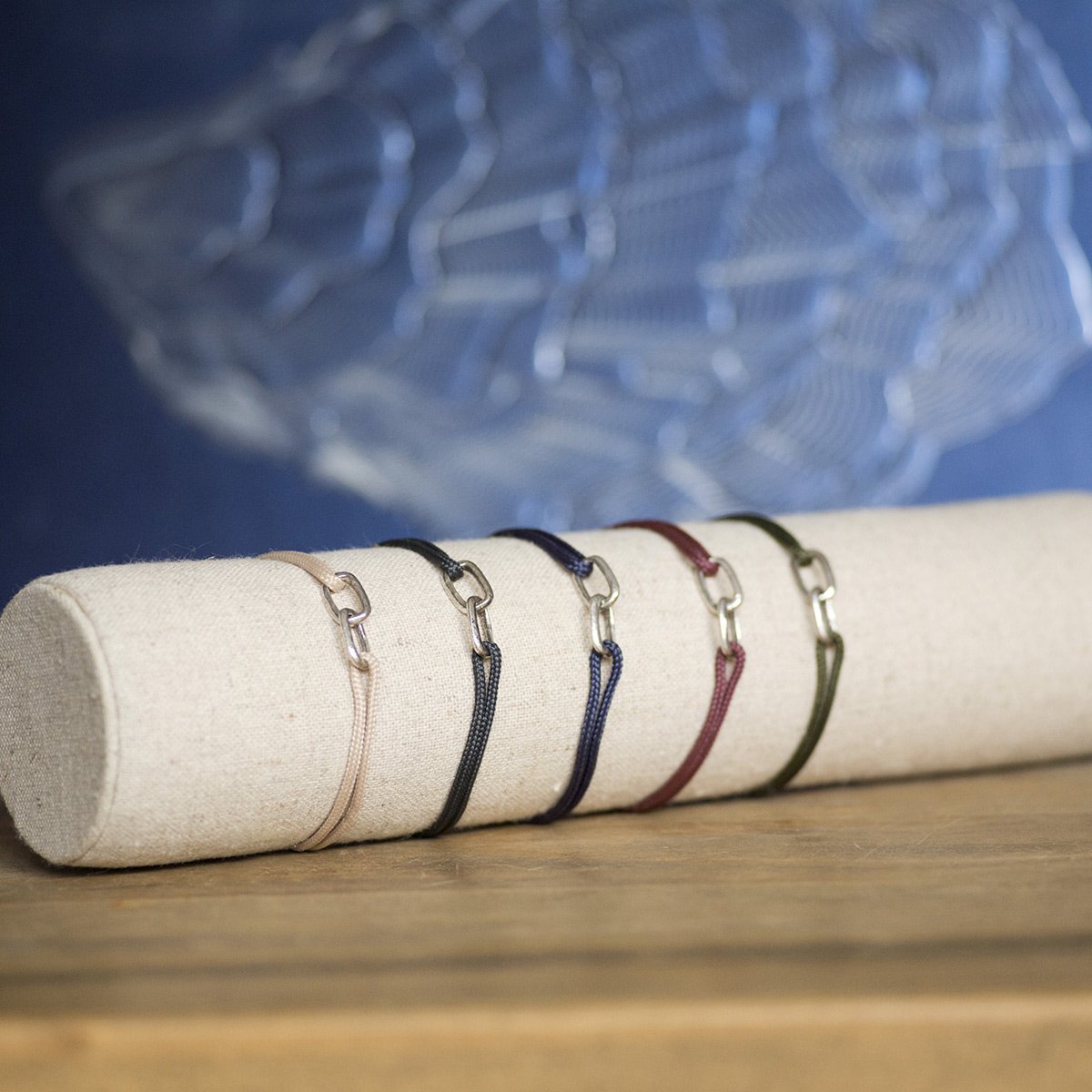 Bracelet maillon homme et femme - Double mailles martelées - Bijou homme laiton brut ou argenté