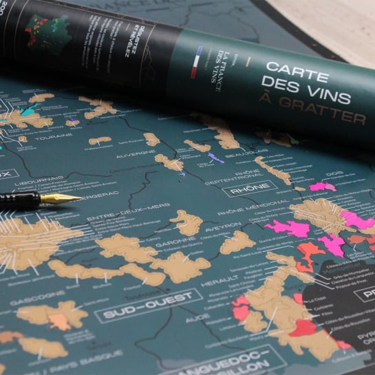 Carte La France des Vins à Gratter 1020 Dégustations – Journal vinicole, 200 appellations, 48 cépages et millésimes