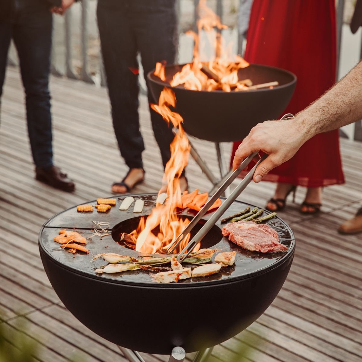 Set Ustensiles Barbecue Höfats – Pince, Grattoir & Spatule en Acier Inox, Accessoires Grill Antidérapants, Lavable en Lave-Vaiss