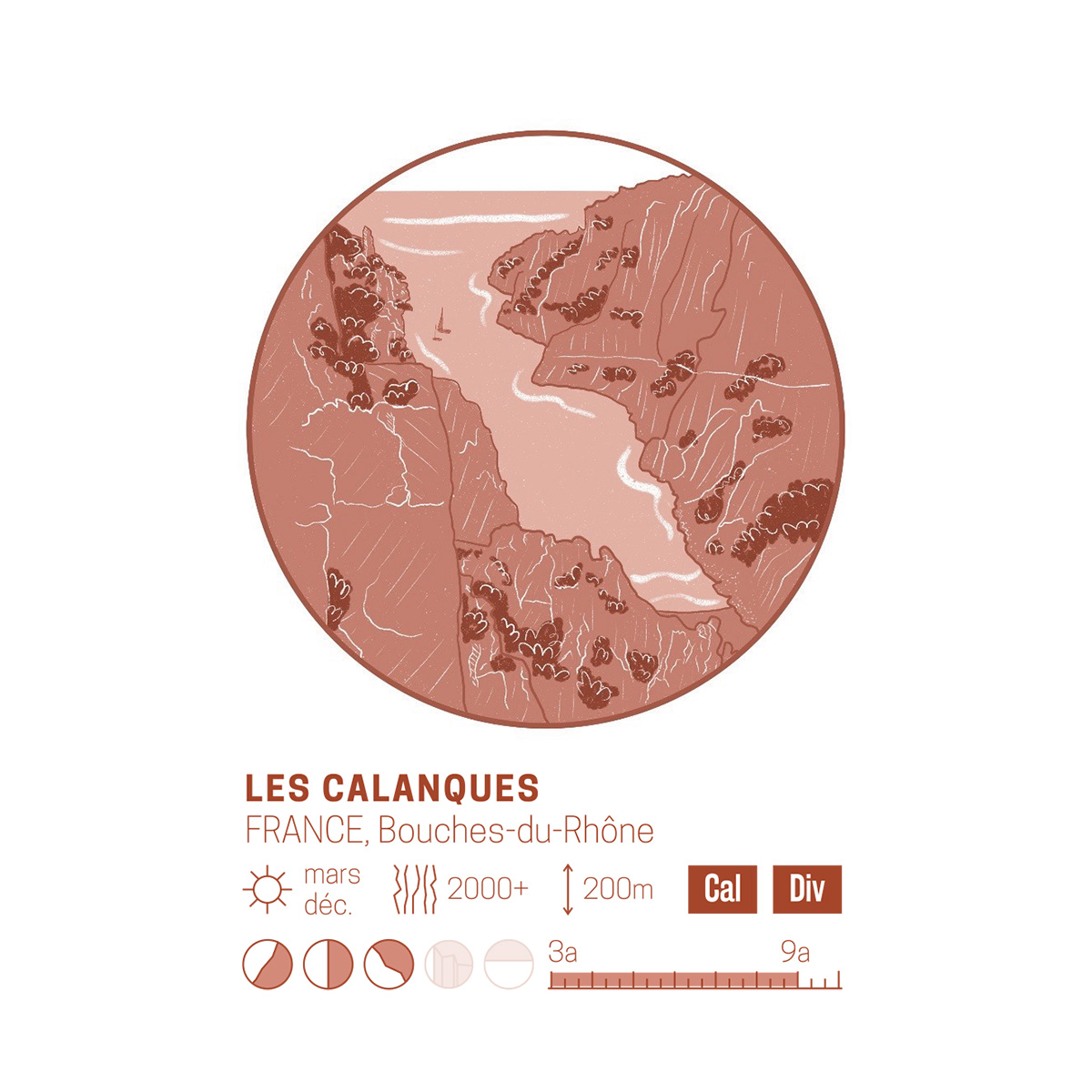 Affiche spots mythiques d'escalade Affiches & chips – 35 sites légendaires, design audacieux, imprimée en Belgique sur papier re