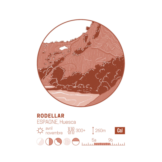 Affiche spots mythiques d'escalade Affiches & chips – 35 sites légendaires, design audacieux, imprimée en Belgique sur papier re