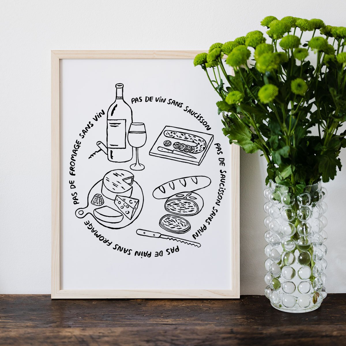 Affiches illustrées apéro Affiches & chips – Trio d’affiches humoristiques sur l’apéro, design recyclé et message convivial, à P