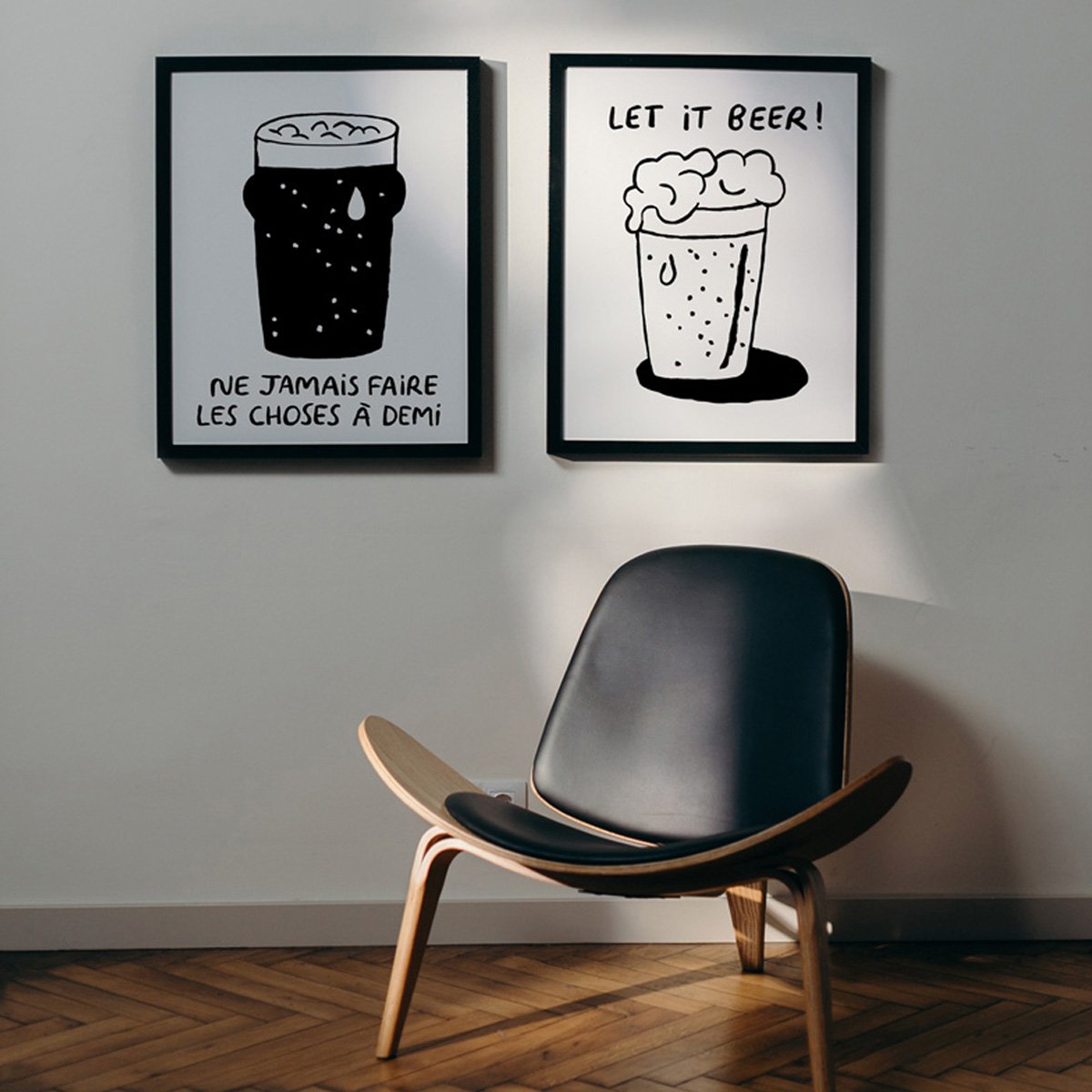 Affiches illustrées bière Affiches & chips – Art du malt par Violette Vaïsse, imprimées sur papier recyclé à Paris