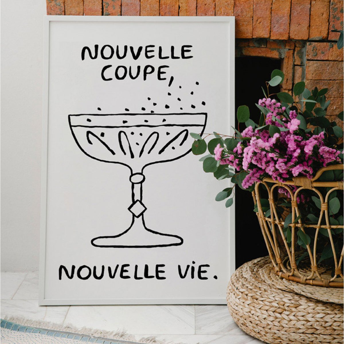 Affiches illustrées rosé / champagne Affiches & chips – Affiche humoristique sur champagne et rosé, design recyclé, imprimée à P
