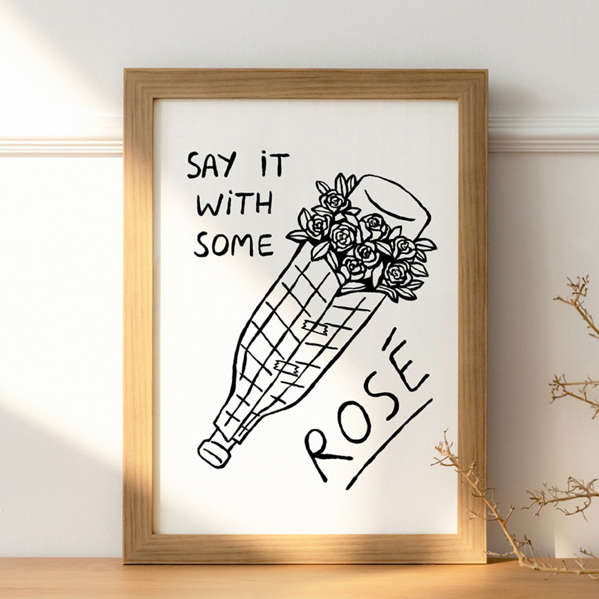 Affiches illustrées rosé / champagne Affiches & chips – Affiche humoristique sur champagne et rosé, design recyclé, imprimée à P