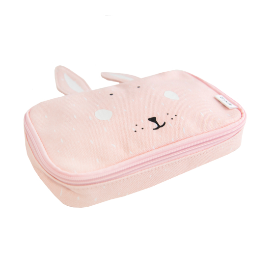 Trousse d'École Rectangulaire Trixie – Grand Format en Coton Bio, Fermeture Éclair, Design Animalier Ludique pour Cartable