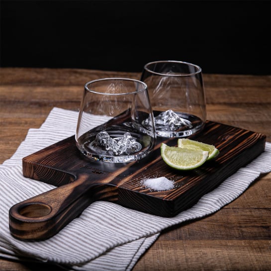 Coffret 2 verres Topographic Alaskan Maker - Idée cadeau homme - Verre whisky montagne : Mont Blanc, Mont Fuji, Everest