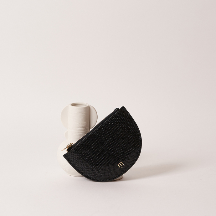 Porte-monnaie Simone Maradji – Demi-lune en cuir véritable, labellisé Oeko-Tex, fabriqué artisanalement en Inde