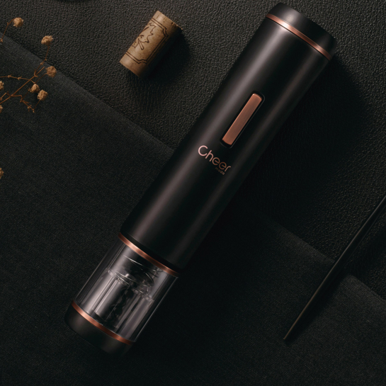 Tire-bouchon électrique – Cheer Moda, accessoire à piles débouchant en 6 sec avec coupe-capsule intégré, design primé pour vins