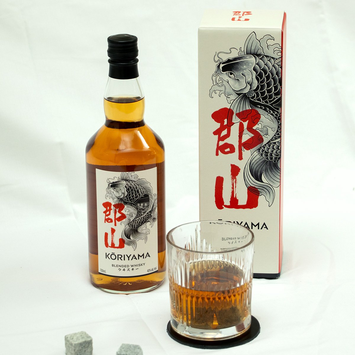 Whisky japonais Koriyama – Whiskies du monde, single malt 70 cl à 40° avec notes vanille/amande, bouteille élégante ornée d’une