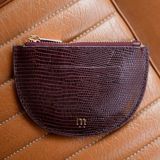 Porte-monnaie Simone Maradji – Demi-lune en cuir véritable, labellisé Oeko-Tex, fabriqué artisanalement en Inde
